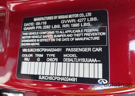 2017 Infiniti Qx30 Sport из США, поврежденный, VIN SJKCH5CP0HA024491